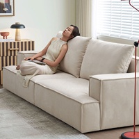 Canapé modulaire en forme de I Zayshine, style nordique moderne, en tissu velours, pour salon, 3 places, profond, pour appartement, canapé de petite taille