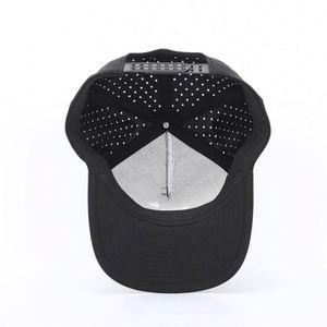 หมวกเบสบอลสีดำปีกโค้งปรับได้ พร้อมรูเจาะแบบเลเซอร์กันน้ำ ลายปัก 3 มิติ 5 จุด แบบสั่งทำพิเศษ - Product Image 6