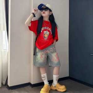 ชุดเสื้อผ้าเด็กผู้หญิง ฤดูร้อน 2026 เสื้อยืดพิมพ์ลายสีขาวลำลอง + กางเกงขาสั้นสีน้ำเงินฟอก 2 ชิ้น ชุดแฟชั่น - Product Image 4