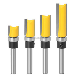Weix <span class=keywords><strong>Fraise</strong></span> à défoncer droite à roulement supérieur, tige de 1/4 pouce, lot de 4 pièces pour le travail du bois - Product Image 1