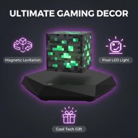 Support d'affichage à lévitation magnétique avec lumière LED, présentoir rotatif en cube acrylique, ornement suspendu créatif pour cadeau