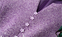 Robe trapèze FMY 66121 originale en tweed violet vintage à col en V et taille empire pour femme, collection automne/hiver, style rétro haut de gamme