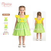 Robes imprimées personnalisées pour filles avec gros nœud à fleurs et volants, vêtements de fête pour princesses à la mode, vente en gros de vêtements d'été pour filles