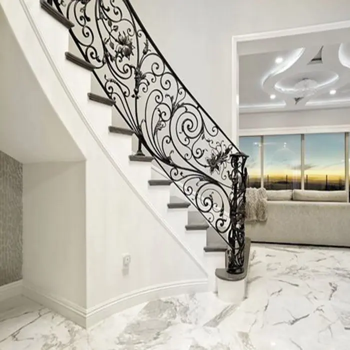 Antique interior wrought iron stair railing designs