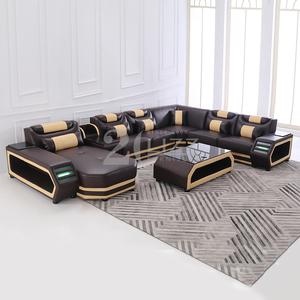 Popular Home Furniture Functional Smart Living Room Leather Sectional LED <strong>Sofa</strong> for Villa - Product Image 3