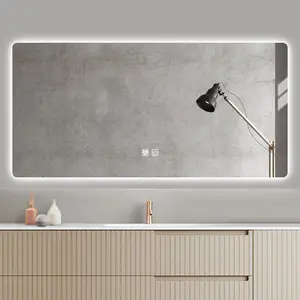 Espejos de baño modernos de lujo, espejo inteligente iluminado con Led, antivaho, montado en la pared, colgante de pared