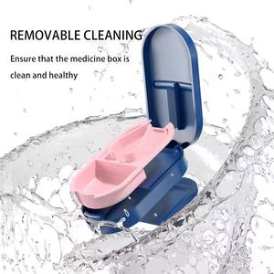 Coupe-pilule avec boîte de rangement <span class=keywords><strong>Invisible</strong></span> Portable 2 en 1 Mini médicament <span class=keywords><strong>tablette</strong></span> médecine anti-poussière diviseur organisateur broyeur boîte à pilules - Product Image 3