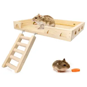 Tùy chỉnh lắp ráp bằng gỗ guinea pig Gerbil Chuột perch nền tảng Pet lồng phụ kiện soild Gỗ Đứng nền tảng cho động vật nhỏ