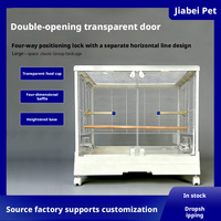 Échantillon Gratuit - Nouvelle Cage Simple en Fer et Plastique pour Petits Perroquets, Double Porte Transparente, Villa Panoramique pour Oiseaux avec Plateau en Plastique
