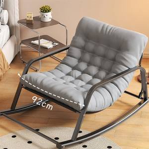 Fauteuil à bascule avec coussin gris, chaise de jardin durable pour la détente à la maison et le bronzage - Product Image 3