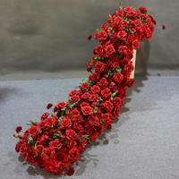 Zijden Kunstbloemen Loper Weelderige Rozen Bloemstuk Tafelarrangement Boog Achtergrond Winkelruit Presentatie Bruiloft Tafeldecoratie