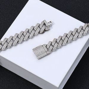 Authentic 18K Gold Plated 14mm Prism Facet Cuban Moissanite <b>Bracelets</b> Flawless Micro Pave S925 Silver Custom B2B Manufacturer - Product Image 4