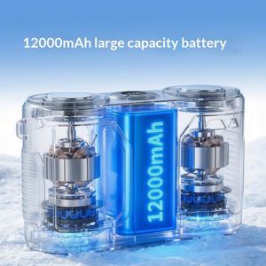 12000Mah 100-Speed Dual <b>Head</b> Waist Clip <b>Fan</b>, Wearable Rechargeable Power Bank <b>Fan</b> for Phone Charging, Home Outdoor Work Sports - Product Image 3