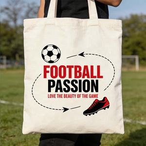 Sac fourre-tout en toile imprimé thème football, motif numéros et couleurs d'équipe, lavable, pour le sport, les voyages et le rangement quotidien - Product Image 1