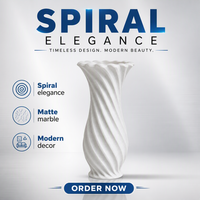 Vase en PLA marbré imprimé en 3D par FDM, spirale torsadée, forme organique, dessus évasé, décoration d'intérieur, OEM personnalisé