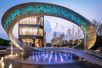 Sculptures de paysages nocturnes variés, art moderne, sculpture lumineuse en acier inoxydable pour jardin et parc