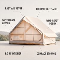 Maravillosa Carpa Inflable para Camping, Espaciosa y Ligera, 300D, 300x210x200cm, Impermeable, Resistente al Viento, para las Cuatro Estaciones, de Una Habitación, Fácil de Instalar