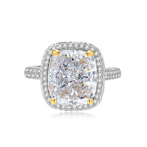 Nouveaux articles tendances et très demandés pour 2026 en bijouterie : bague en cuivre plaqué or 10*12mm avec zirconium coloré taille glace pour femme - Product Image 6