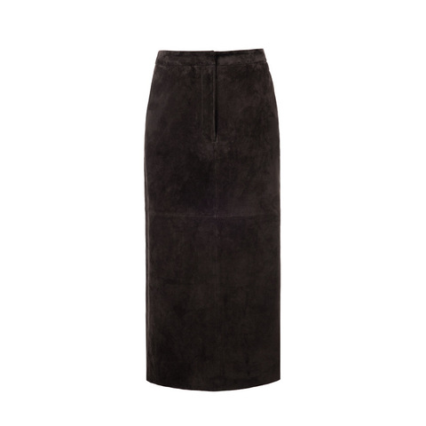 5307 New Arrival Suede Long Skirt High Waist Bottom Slit Genuine Sheepskin Leather Suede Skirt for Women