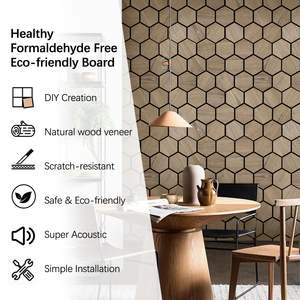 六角形木製ベニヤMDF木繊維音響パネルスラット壁パネルデザイン六角形音響パネル - Product Image 2