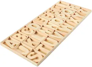 Letras de madera de 104 piezas, letras artesanales de madera con bandeja de almacenamiento, juego para decoración del hogar, juguete de aprendizaje para niños