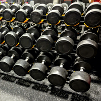 Haltères commerciaux en caoutchouc pour musculation, poids libres pour salle de sport à domicile, de 5 à 100 lb, haltères ronds