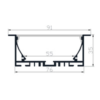 Éclairage de boîtier de profil en aluminium LED encastré de grande taille pour diffuseur de canal de profil de lumière linéaire 91*35mm