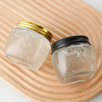 Pot en verre scellé pour la cuisine 500ml Bouteille de distribution de miel pour nid de confiture Pot de stockage d'affichage d'aliments pour la cuisine domestique avec couvercle doré