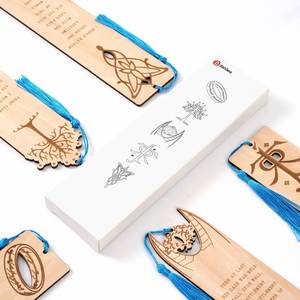 Artistic Hollow Out Eco-Friendly Wooden <b>Bookmarks</b> with Tassel Pendant Creative Multi-Functional Laser Engraved Promotional Gift - Product Image 4