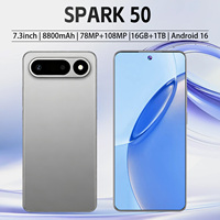 Smartphone Spark 50 5G Kamera 108MP Layar HD 7,3 Inci Pengenal Wajah 16GB+1TB Cocok untuk Gaming Selfie Perjalanan Sehari-hari Kantor