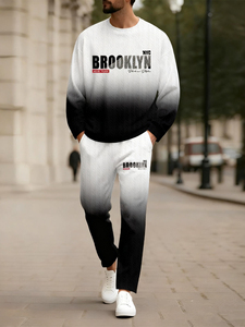 2025 <span class=keywords><strong>Eand</strong></span> Thoải Mái Giản Dị Polo Cổ Áo Của Nam Giới Dệt Kim Dài Tay Dài Quần Set Với 3D In Mô Hình Nhanh Chóng Khô Mùa Xuân - Product Image 2