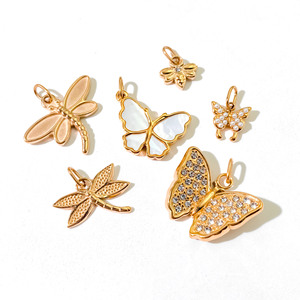 Dijes de Mariposa y Libélula Chapados en Oro con Cristales de Imitación y Perlas para la Creación de Joyería, Estilo Unisex y Lindo - Product Image 6