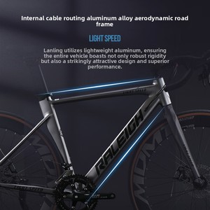 Vélo de route Breaking Wind Race 700C 18 vitesses, freins à disque hydrauliques courbés, fourche à ressort en alliage d'aluminium, cadre rigide - Product Image 5