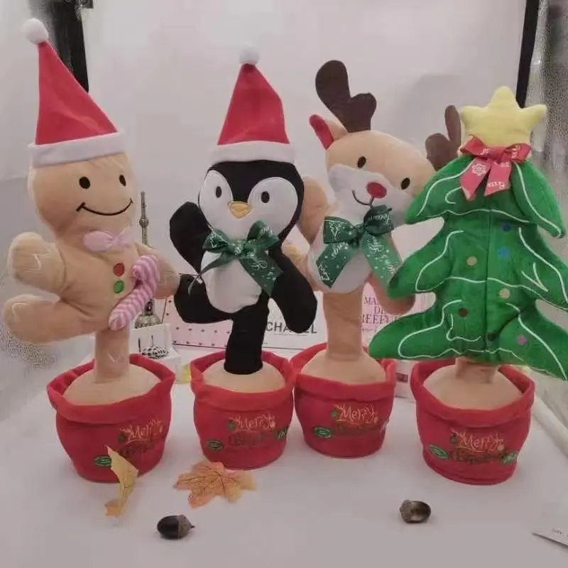 Natale regali di vendita caldi giocattoli elettrici che ballano cantando dimenandosi Cactus bambole dell'albero di natale per bambini