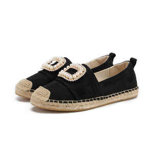 2024 Design personalizzato di fabbrica Super <span class=keywords><strong>espadrillas</strong></span> per le donne scarpe da pescatore con testa in <span class=keywords><strong>paglia</strong></span> di cristallo con chiusura quadrata a diamante - Product Image 5