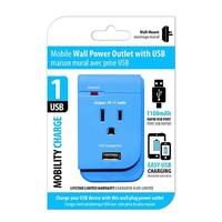 Mini Beyaz ABS Duvar Prizi Güç Uzatıcısı, Ev Elektronik Cihazları için 5V 2.1A USB ile