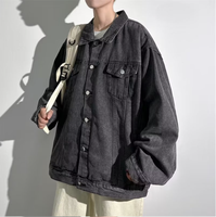 Veste d'hiver en coton jean denim de style de rue pour hommes, vestes décontractées en jean uni pour femmes avec logo personnalisé