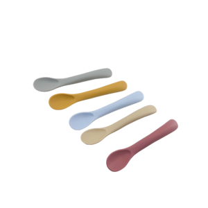 Juego de Cucharas de Silicona Ecológicas y Sostenibles para Bebés, Libres de BPA, Aptas para Alimentos, Cubiertos para Niños Pequeños, Vajilla para la Hora de Comer, Venta al por Mayor, 5 Colores - Product Image 1