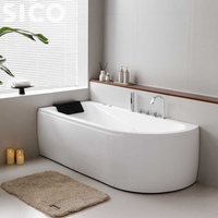 Bain à remous d'angle en acrylique portable et intégré au design moderne, avec fonction de massage et drain intégré, écologique inclus