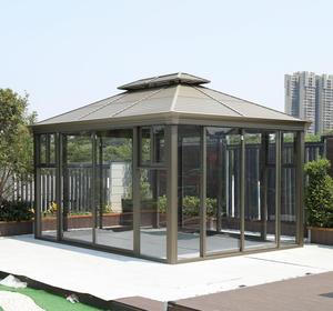 300*400cm Steel <strong>Roof</strong> Winter Garden Sunroom with Sliding <strong>Doors</strong> Modern Design Slant <strong>Roof</strong> - Product Image 2