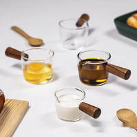 Nouvelles tasses à espresso miniatures modernes personnalisées avec double bec verseur, verres doseurs, poignée en bois, pichet de service à café avec échelle graduée