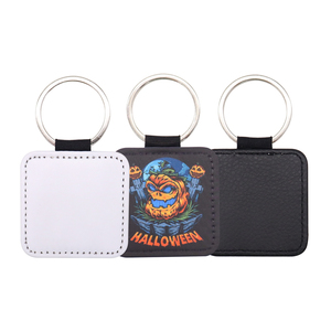 Mới đến tùy chỉnh có thể in Keychain vòng/trái tim/vuông thăng hoa trống trong da với thép không gỉ UV in ấn cho quà tặng - Product Image 1