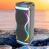Enceinte portable d'extérieur double 8 pouces haute puissance sans fil 5.2 avec LED RGB, appairage TWS et batterie grande capacité