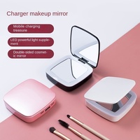 Portable 5000mAh Mini Miroir De Maquillage Double Face Lumière Réfléchissante Mobile Power Bank & Station