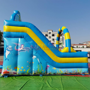 Tobogán inflable comercial para niños, castillo hinchable con forma de tiburón para fiestas al aire libre. - Product Image 1