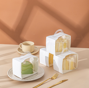 Blanc Clair Triangle Sandwich Tranche Gâteau Boîte Gâteau Au Fromage Transparent Gâteau Papier Boîtes Avec Poignée - Product Image 2