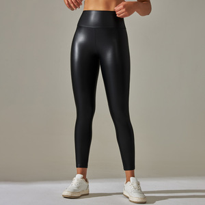<span class=keywords><strong>Leggings</strong></span> en PU taille haute pour femmes, collants de yoga en <span class=keywords><strong>simili</strong></span> <span class=keywords><strong>cuir</strong></span> brillant, pantalons d'entraînement extensibles, 9 couleurs - Product Image 4