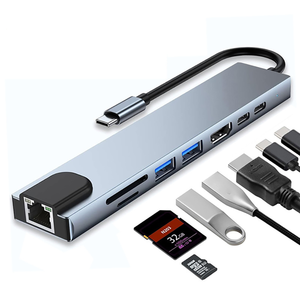 Alta calidad 8-en-1 <span class=keywords><strong>USB</strong></span> Tipo C Hub Adaptador multipuerto Hub Dock 8-en-1 <span class=keywords><strong>USB</strong></span> Tipo C Hub con 4K HDTV <span class=keywords><strong>HDMI</strong></span> <span class=keywords><strong>USB</strong></span> 3,0 SD PD Carga - Product Image 3