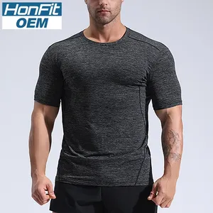 Toptan Slim Fit 84% naylon 16% Spandex erkek kısa kollu spor gömme T-Shirt özel Logo spor egzersiz Tee gömlek