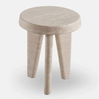 KUMUSI FURNITURE Wabi-sabi Table à thé simple en pierre de travertin Table d'appoint ronde en marbre pour salon design